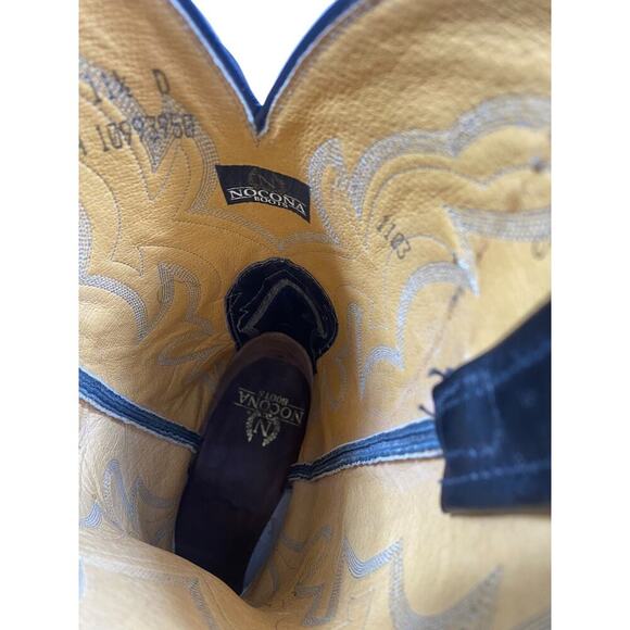 Nocona Cowboy Boots Size 11.5 11 1/2 D Black Leather Stitching Mens Western EUC - Picture 10 of 10